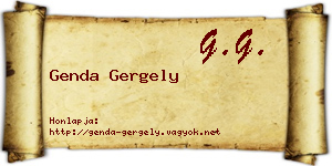 Genda Gergely névjegykártya